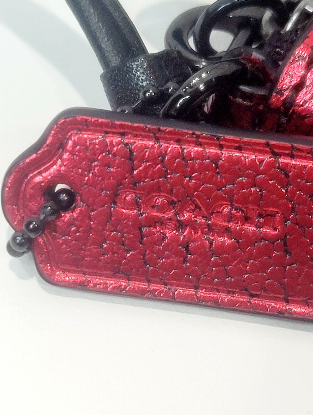 Coach Metallic Red Wristlet Double Zip Pouch with Hang Tag Great Cond - Picture 10 of 14